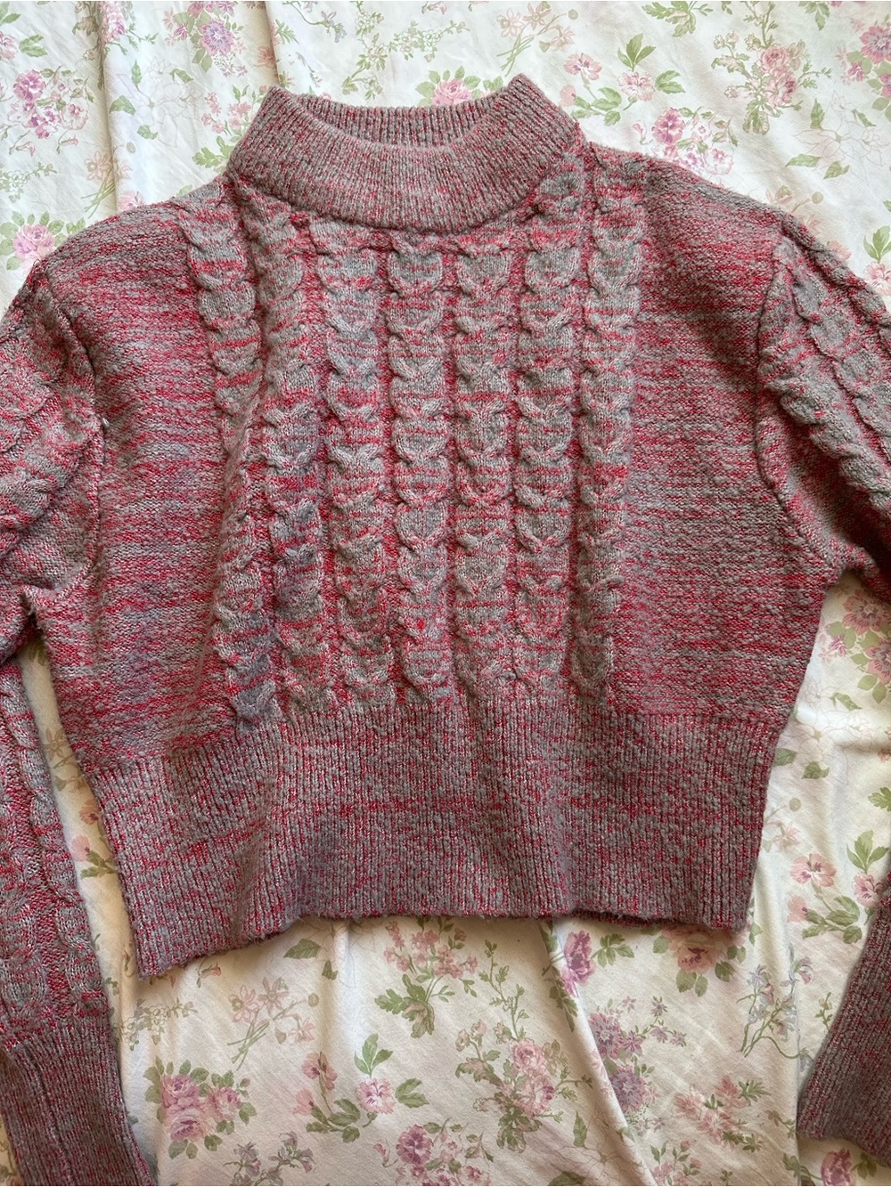 red and grey sweater